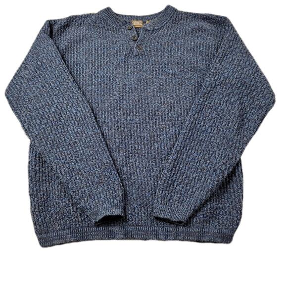 Haggar Generations Blue Marled Henley Sweater size Large - Picture 1 of 9